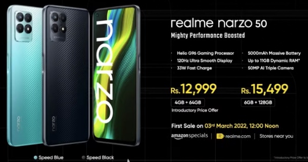 realme narzo 50 price in india